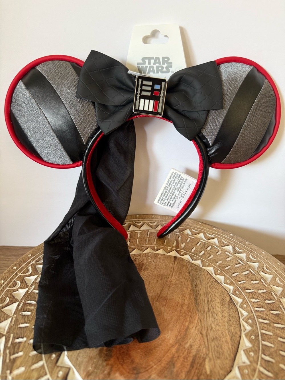 Disney Parks Darth Vader Minnie Ears Headband with Veil Star Wars